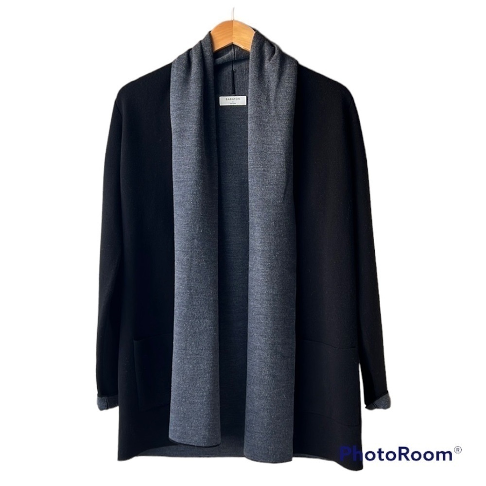 ARITZIA BABATON Wool Open Cardigan Black and Grey Size Small
